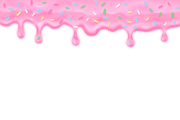 Free Vector pink dripping glaze with sprinkles