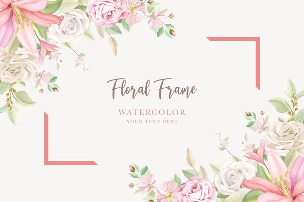 Pink flower frame background