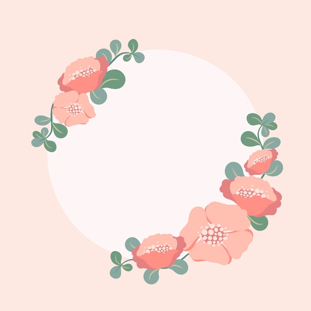 Free Vector pink flower frame, vector, flat design illustration