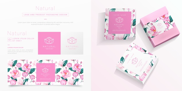 Free vector pink flower packaging template.