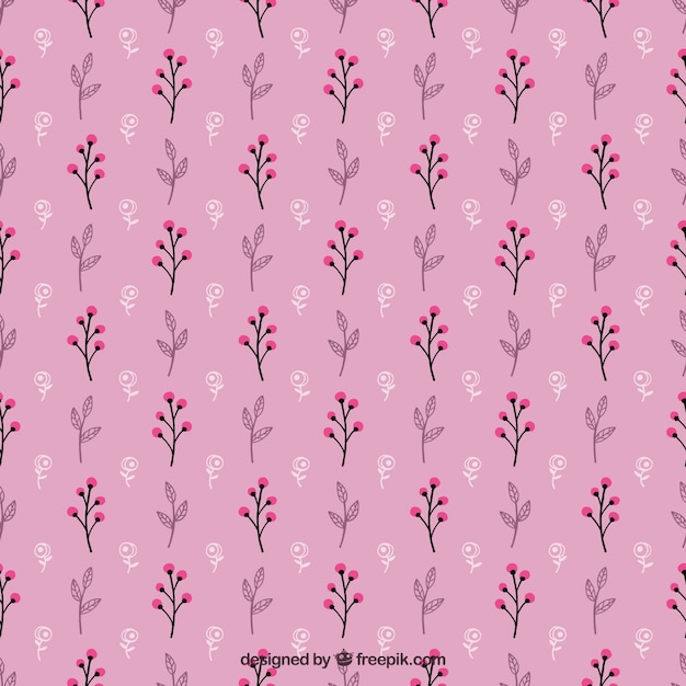 Free Vector pink flower pattern in vintage style