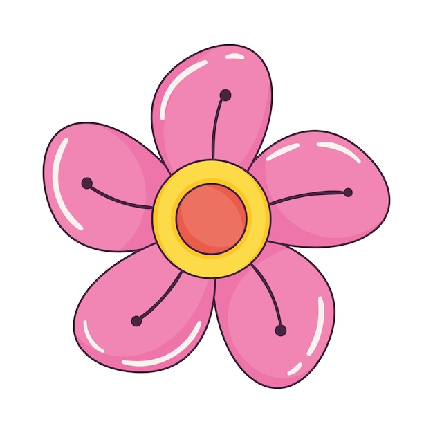 Free vector pink flower retro style