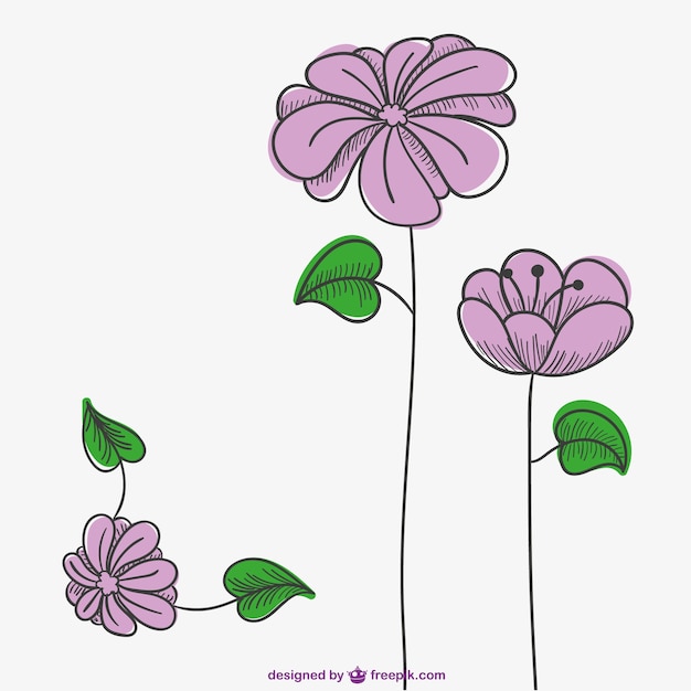 Pink flowers drawing