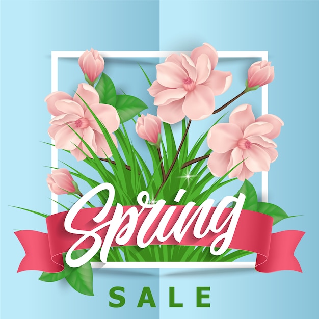 Pink flowers spring sale background