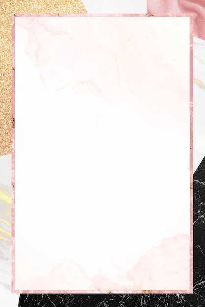 Pink frame on marble textured background