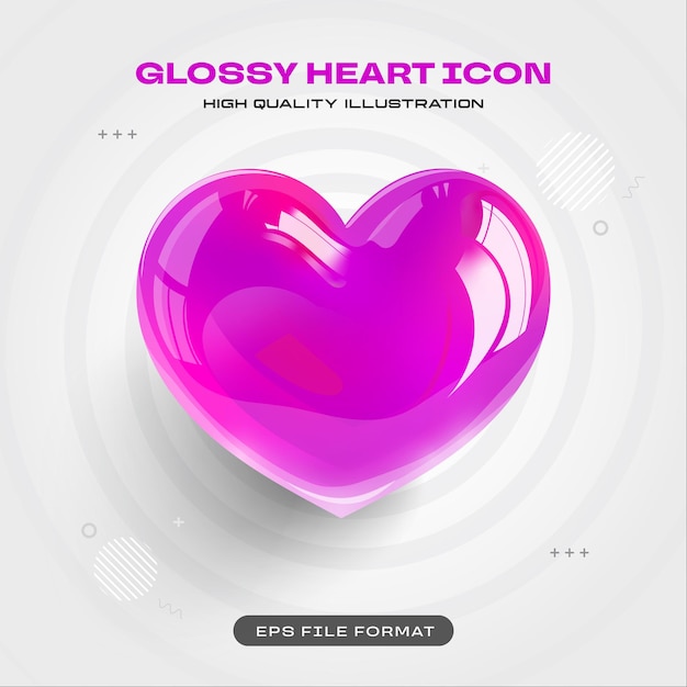 Free Vector pink glossy heart icon 3d render illustration