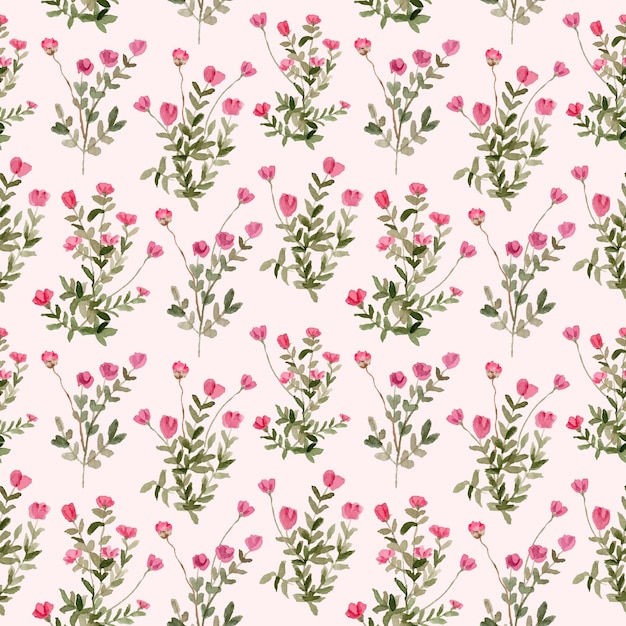 Free Vector pink green floral watercolor seamless pattern