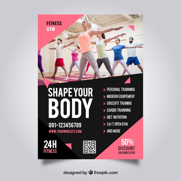 Free Vector pink gym flyer template