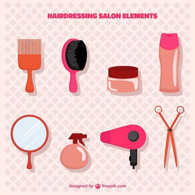 Pink hairdressing salon elements pack