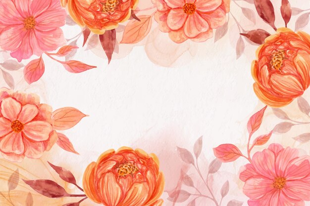 Pink hand painted flowers background