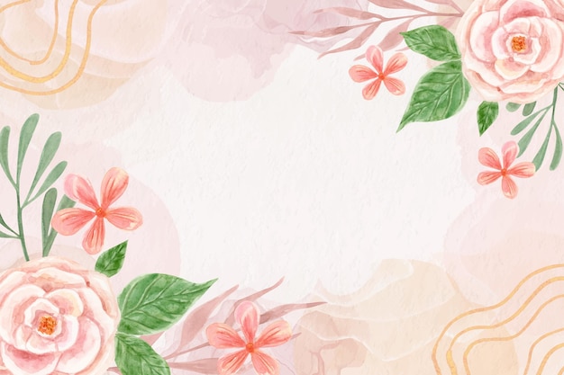 Pink hand painted flowers background