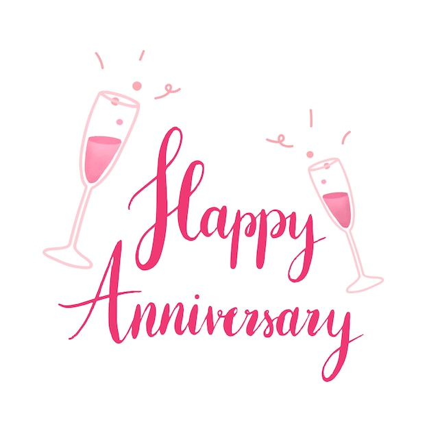 Pink happy Anniversary typography vector