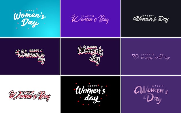 Pink Happy Women's Day typographical design elements for use in international women's day concept minimalistic design vector illustration