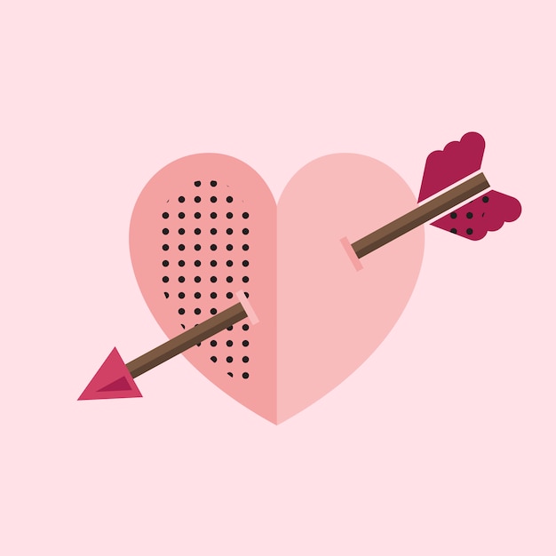 Pink heart with a cupid arrow icon