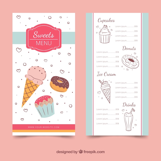 Pink ice cream menu