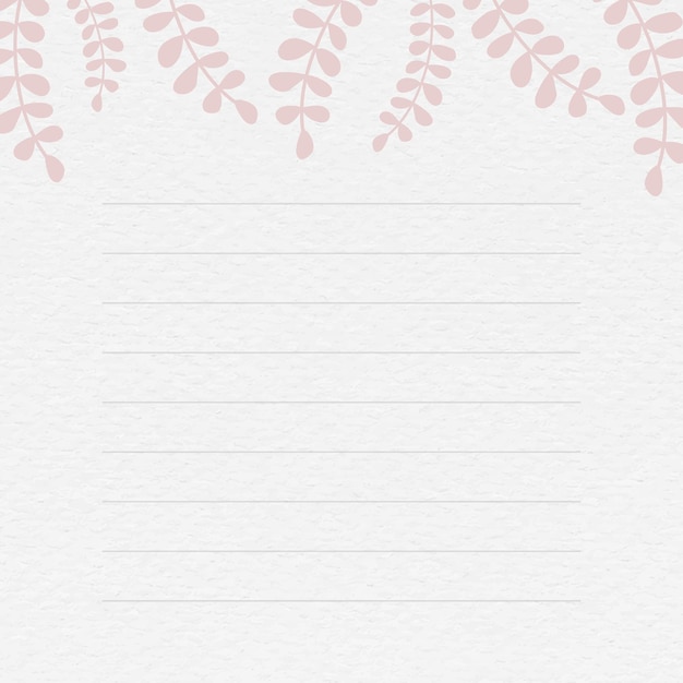 Free Vector pink leafy patterned note background