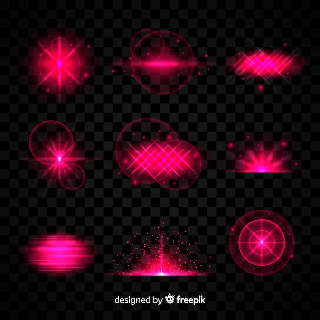 Pink light effect collection on transparent background