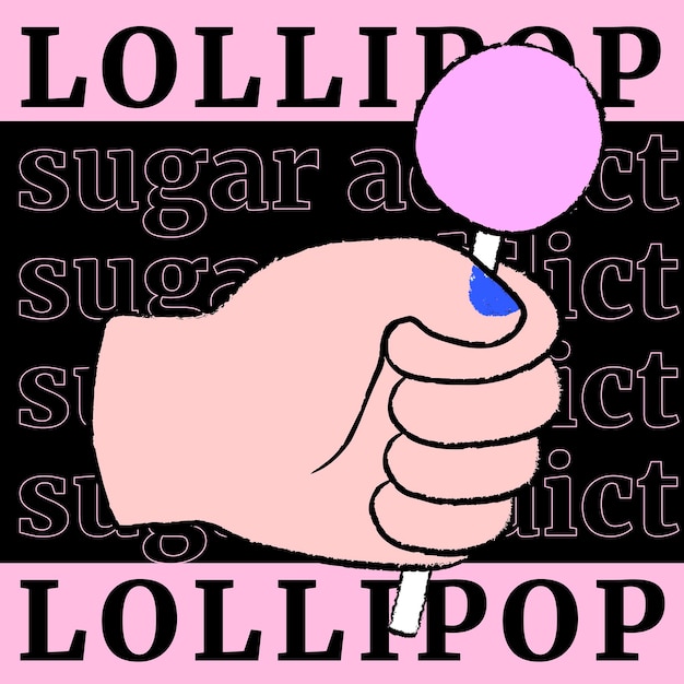 Free Vector pink lollipop instagram post template, cute hand doodle vector