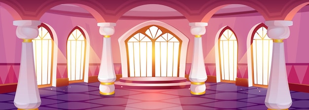 Free vector pink medieval castle baroque ballroom interior