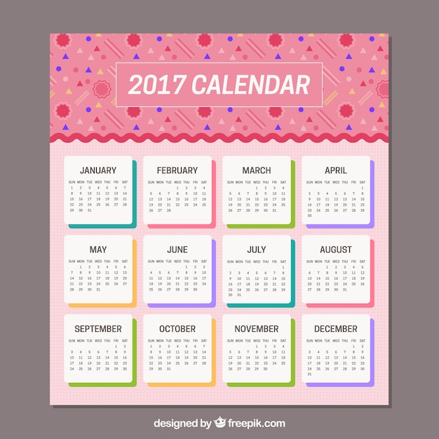 Free Vector pink memphis calendar