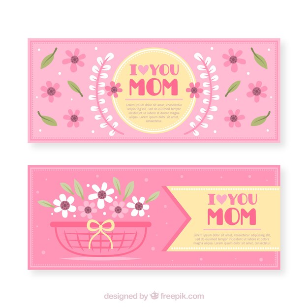 Pink mothers day banners