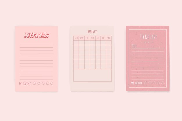 Pink notepad planner set