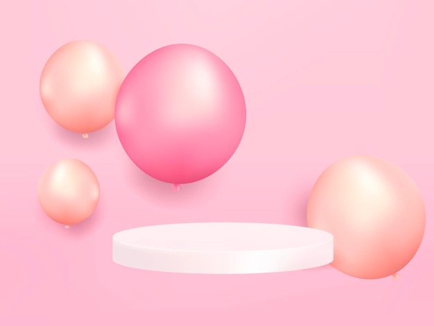 Free Vector pink pastel color balloons in geometric shape for presentation background