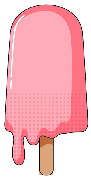 Free Vector pink popsicle melting on stick