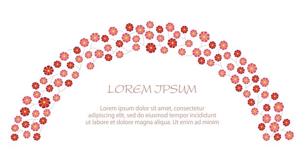 Pink And Red Floral Arch With Text Space Isolated On A White Background Vector Illustration