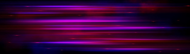 Pink and red line streaks with high speed motion light effect Realistic vector illustration of neon energy flare action of fast glow movement Velocity race or dynamic trail on black background