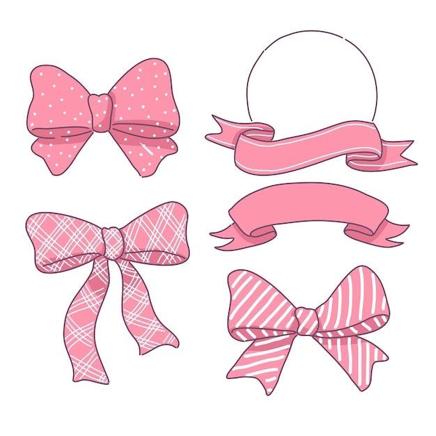 Free Vector pink ribbons set