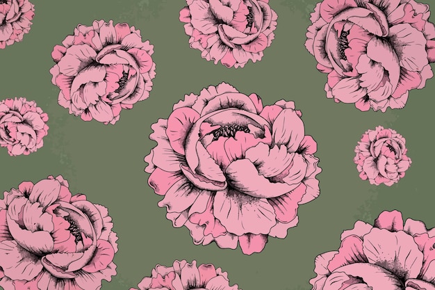 Free vector pink rose vintage pattern background vector