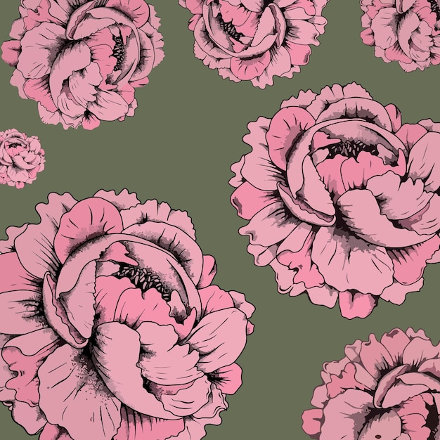 Free Vector pink rose vintage pattern background vector