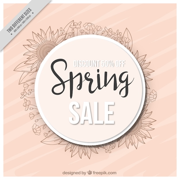 Pink sale background with decorative flowers