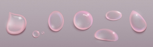 Free vector pink serum drops set on transparent background