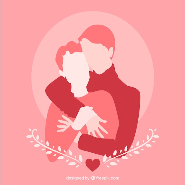 Free Vector pink silhouettes of a couple