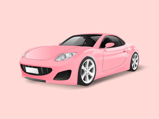 Pink sports car in a pink background vector