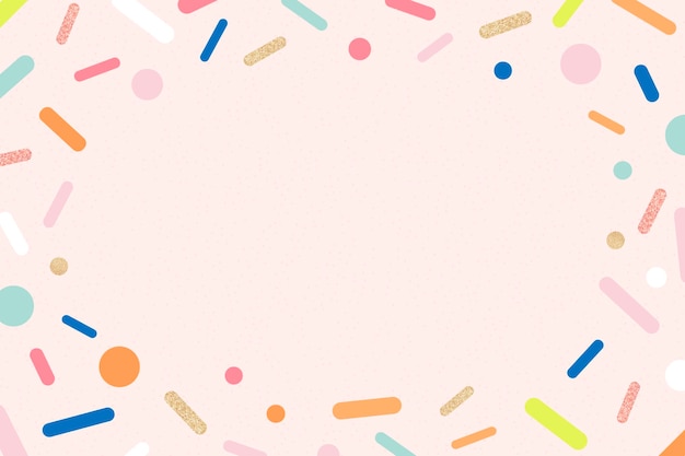 Free Vector pink sprinkles frame background, cute pastel ice-cream design vector