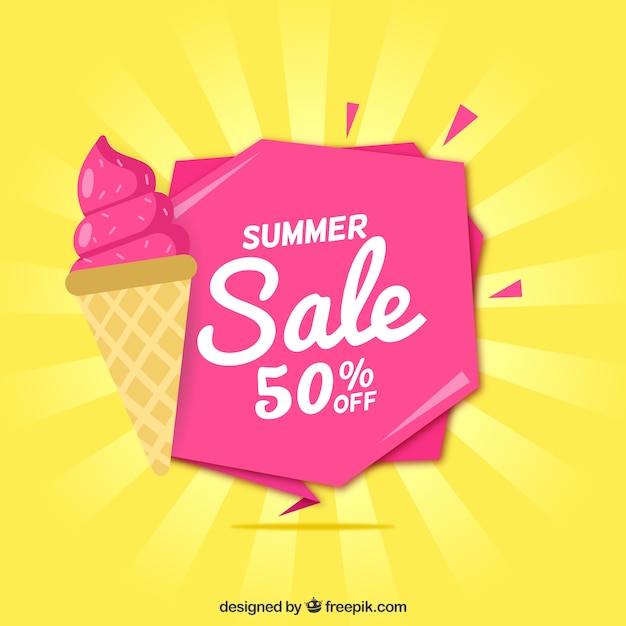 Free Vector pink summer sale background with ice cream