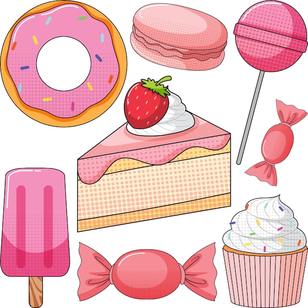 Free vector pink sweet food seamless pattern