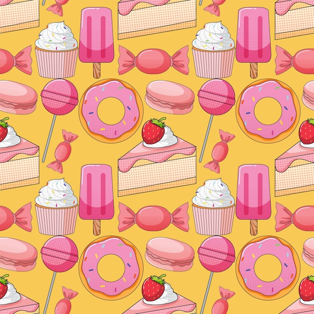 Free Vector pink sweet food seamless pattern