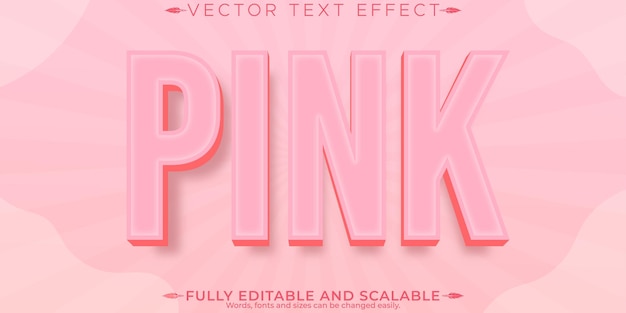 Free vector pink text effect editable girl and rose text style