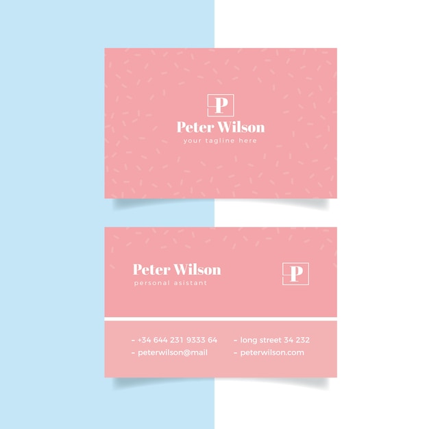 Pink tones of minimal business card template