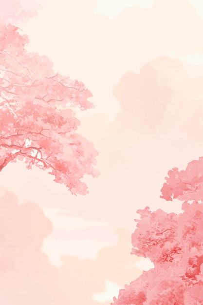 Pink trees and sky banner vector