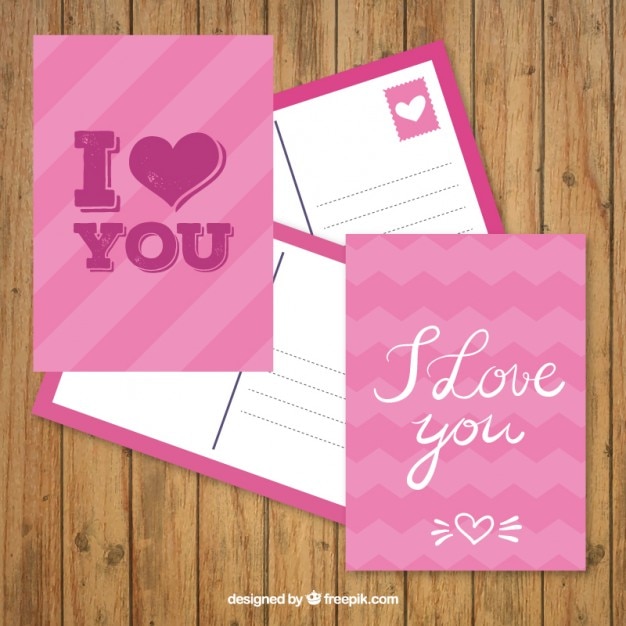 Free Vector pink valentine day postal