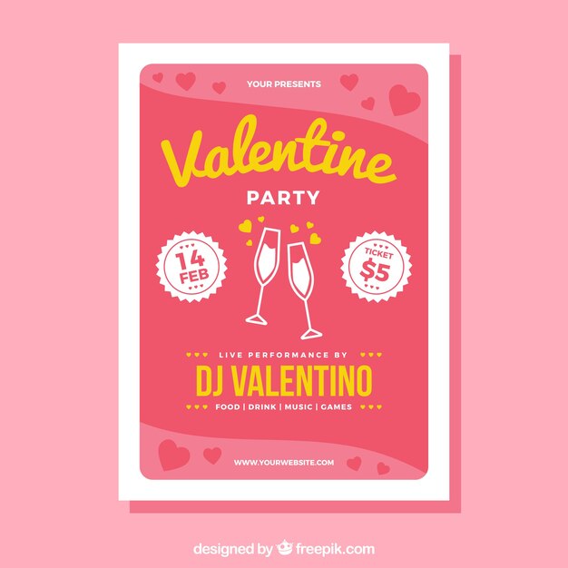 Pink valentine poster with glasses