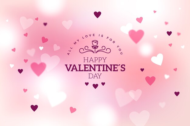 Pink valentine's day blurred background with hearts