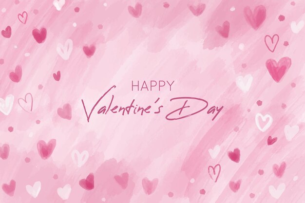 pink valentines day background with hand drawn hearts