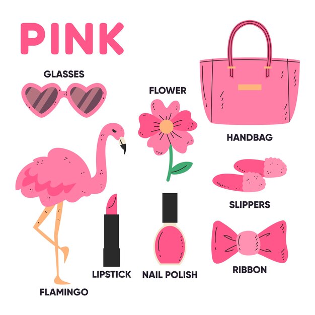 Pink and vocabulary words pack