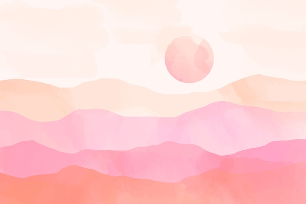 Free Vector pink watercolor mountains background